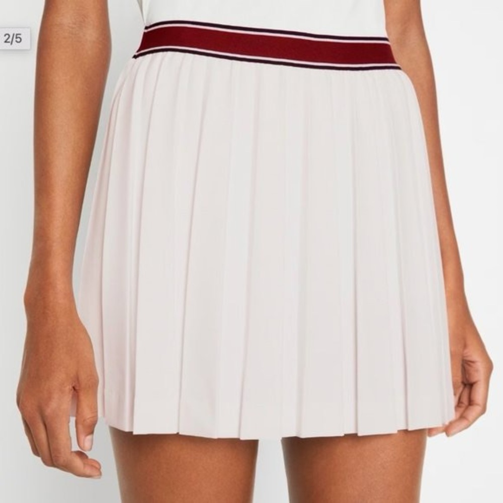 Tory Sport White Mini Skirt with Red Stripe